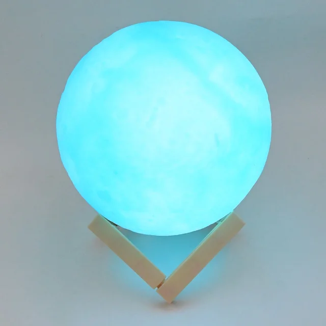 Moon Night Lamp – Blue 3D LED with Plastic Stand | Indo Glow