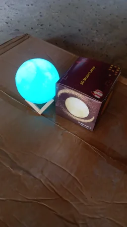Moon Night Lamp – Blue 3D LED with Plastic Stand | Indo Glow