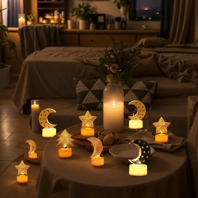 Moon Shaped Flameless LED Candles – Set of 12 with Warm Glow