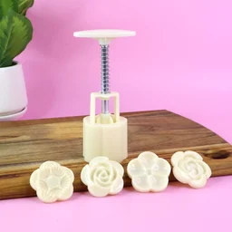 Mooncake Press Mold – 4 Floral Stamps for Perfect Baking