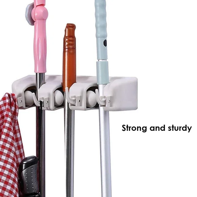 Mop and Broom Holder – 3 Layer Wall Organizer for Home | GlimmerHome