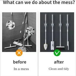 Mop & Broom Holder Clips – Strong Self-Adhesive Grip Set