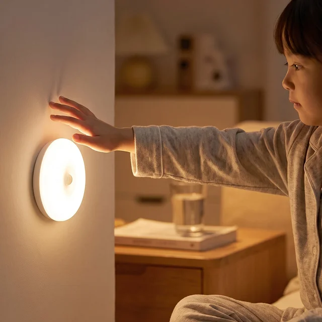 Motion Sensor LED Light, Rechargeable Wireless Night Light with PIR Sensor (1 Set)
