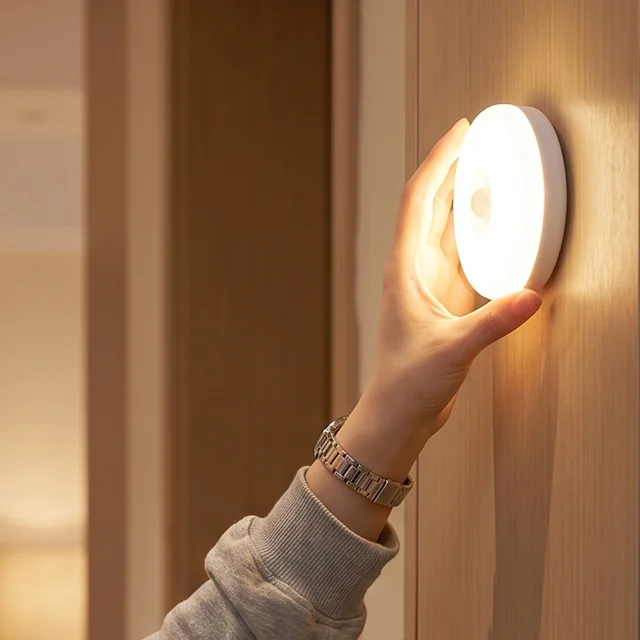 Motion Sensor LED Light, Rechargeable Wireless Night Light with PIR Sensor (1 Set)