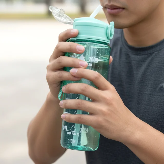 Motivational Water Bottle – 900ML with Time Marker & Flip Lid