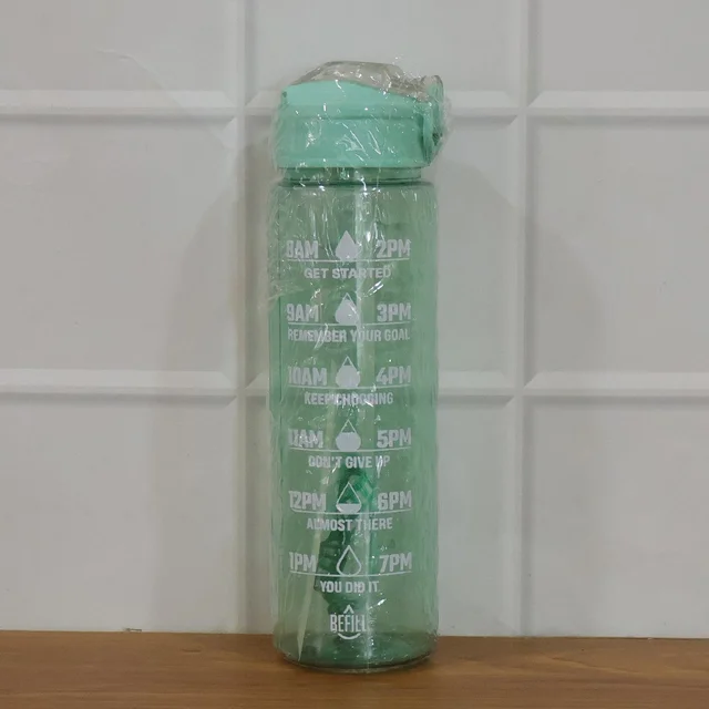 Motivational Water Bottle – 900ML with Time Marker & Flip Lid
