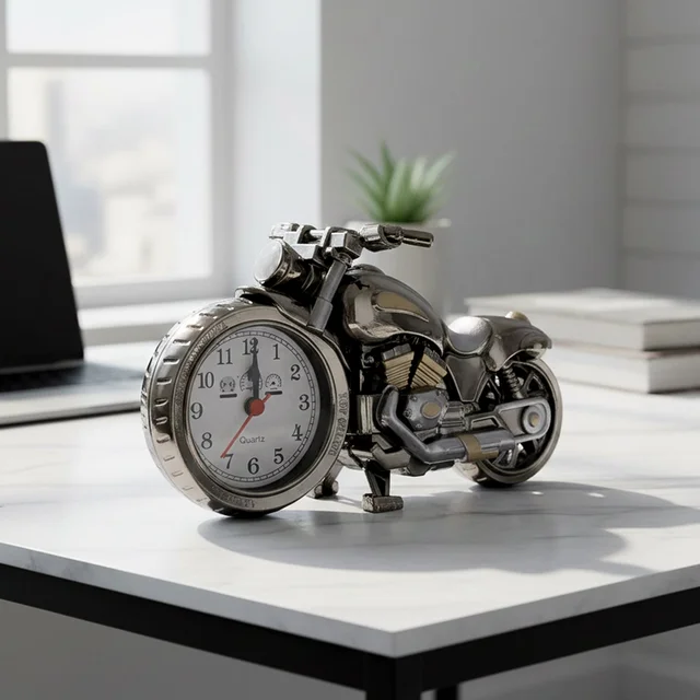 Motorcycle Alarm Clock – Stylish Analog Table Clock for Home Decor