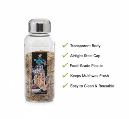 Mukhwas Bottle – Transparent Plastic with Steel Cap | Velvet Wheels