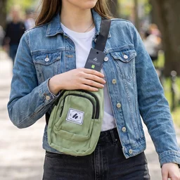 Multi Pocket Sling Crossbody Bag, Compact Canvas Chest Bag with Strap (1 Pc)