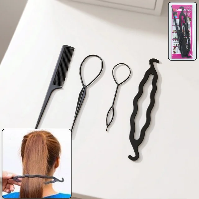 Multi Purpose 4 in 1 Hair Styling Tool Kit – Easy DIY Hairstyles