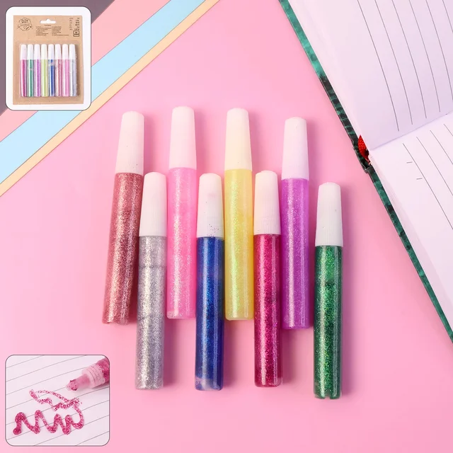 Multi-Color Glitter Craft Glue Pen Set – 8 Vibrant 10 ml Tubes