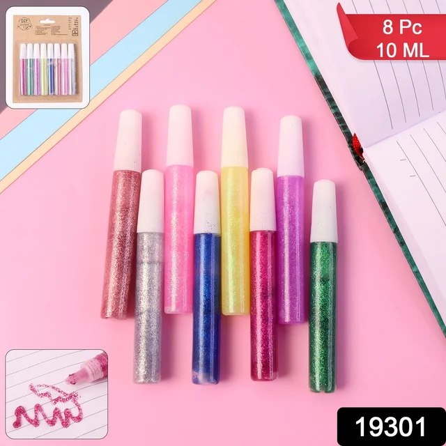 Multi-Color Glitter Craft Glue Pen Set – 8 Vibrant 10 ml Tubes