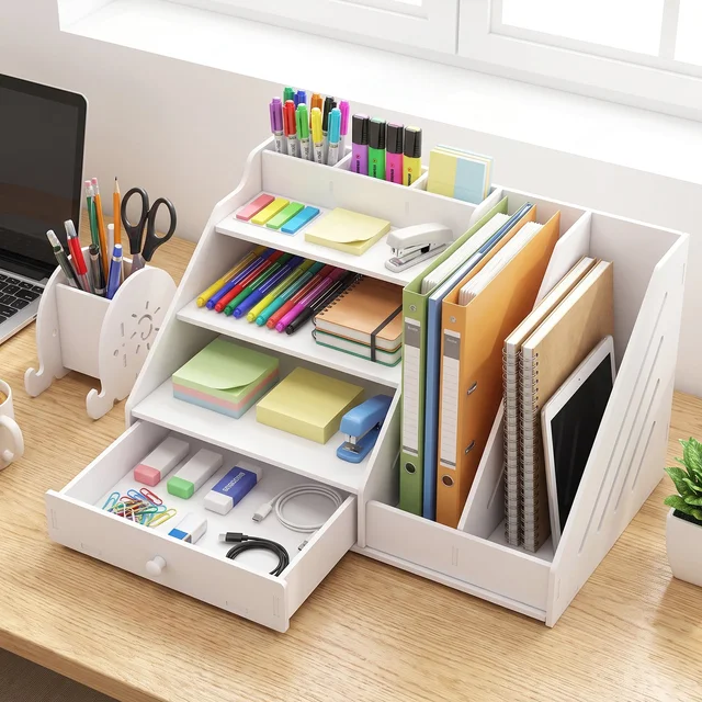 Multifunctional Desk Organizer Storage Cabinet with Drawer File Rack (1 Set)