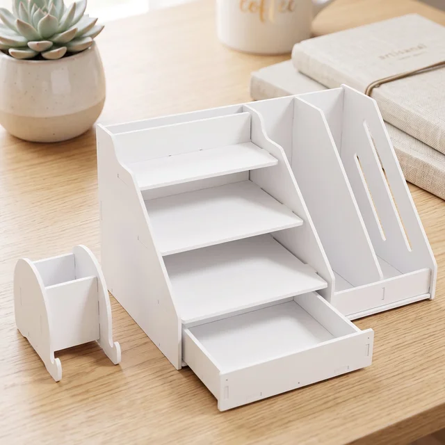 Multifunctional Desk Organizer Storage Cabinet with Drawer File Rack (1 Set)