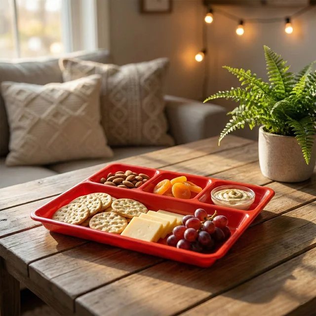 Multipurpose Compartment Serving Tray – 32×25 Cm Durable Sectioned Plate