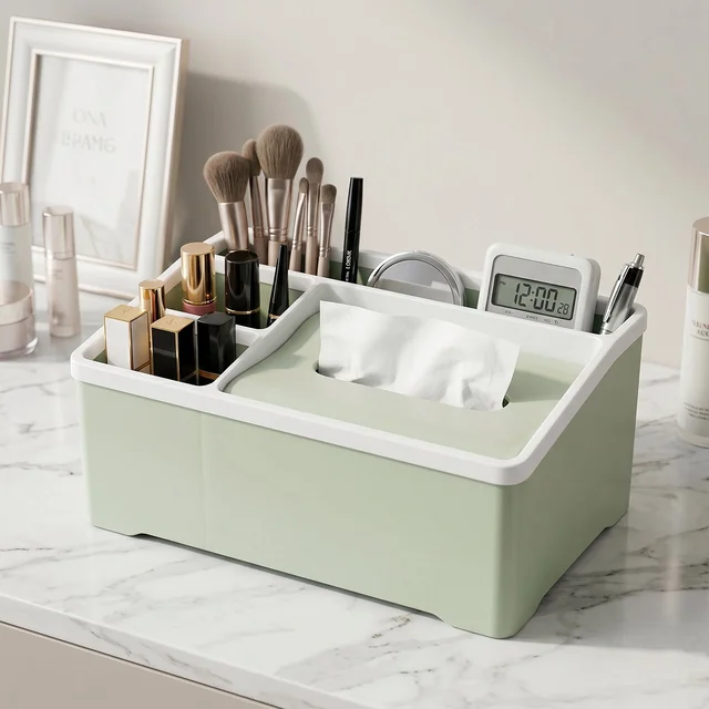 Multipurpose Plastic Organizer Box – Neat Storage with Tissue Holder