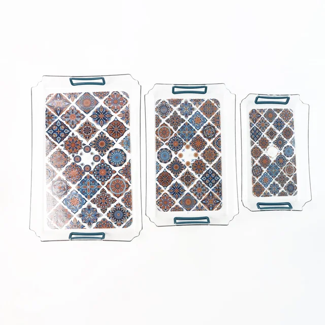 Multipurpose Serving Tray Set – 3 Nesting Trays with Handles