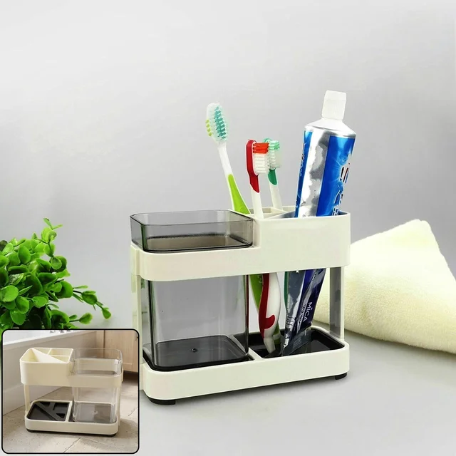 Multipurpose Toothbrush & Toothpaste Stand Holder – Space-Saving Organizer