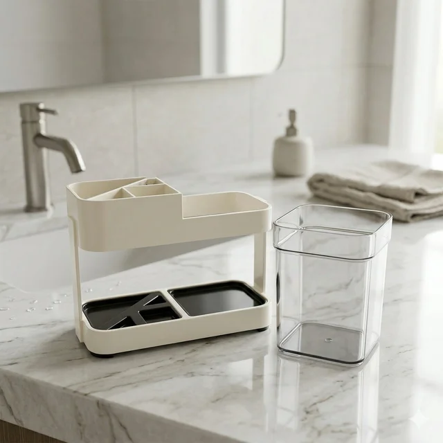 Multipurpose Toothbrush & Toothpaste Stand Holder – Space-Saving Organizer