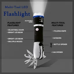 Multi-Tool LED Flashlight 7 in 1 Emergency Tool