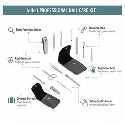 Nail Care Kit – 6-in-1 Stainless Steel Manicure Set | Velvet Wheels