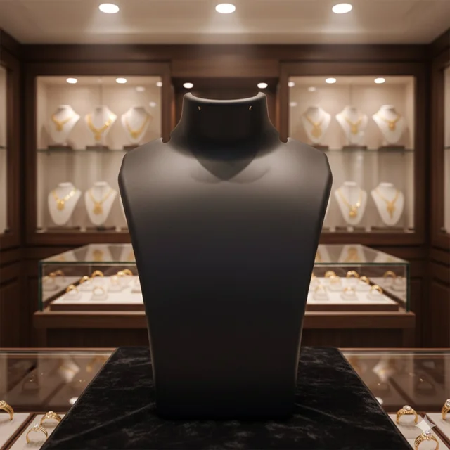Necklace Display Stand – Premium Black Mannequin Bust 15x11 cm