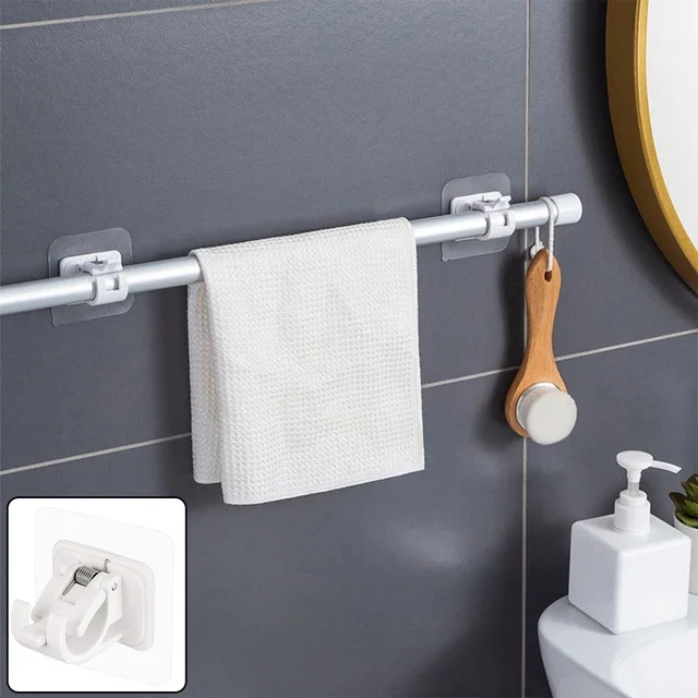 No-Drill Adhesive Towel Rod Holder – Multipurpose Wall Mount