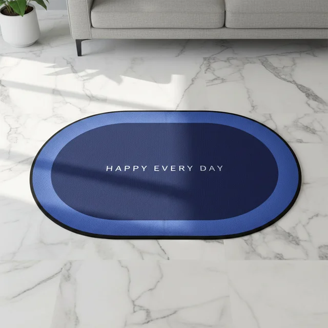 Non-Slip Oval Bath Mat – Super Absorbent Soft Velvet Surface