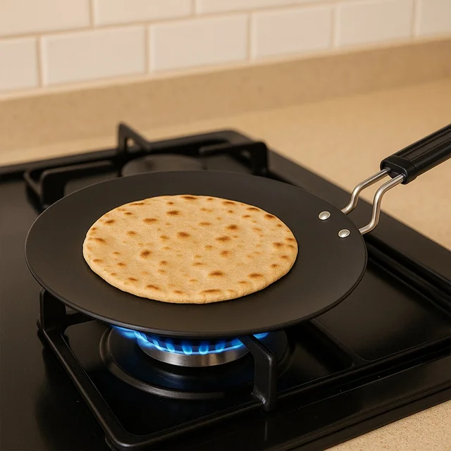 Non-Stick Flat Roti Tawa – Durable 9-Inch Iron Cookware