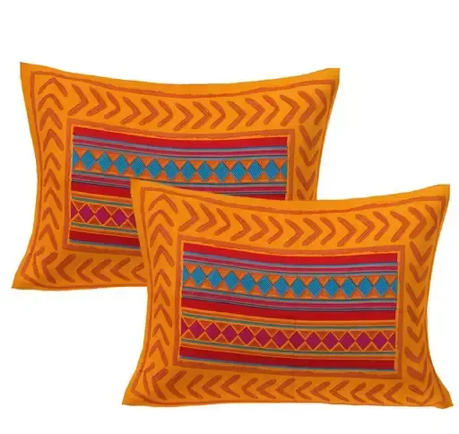 100% Cotton Rajasthani Jaipuri Double bed Size #Bedsheets Set of 1 Double #Bedsheets with 2 Pillow Covers (Multicolour) - 180 TC Mo - Double