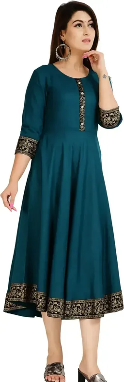 Women Printed, Solid Kurta - M