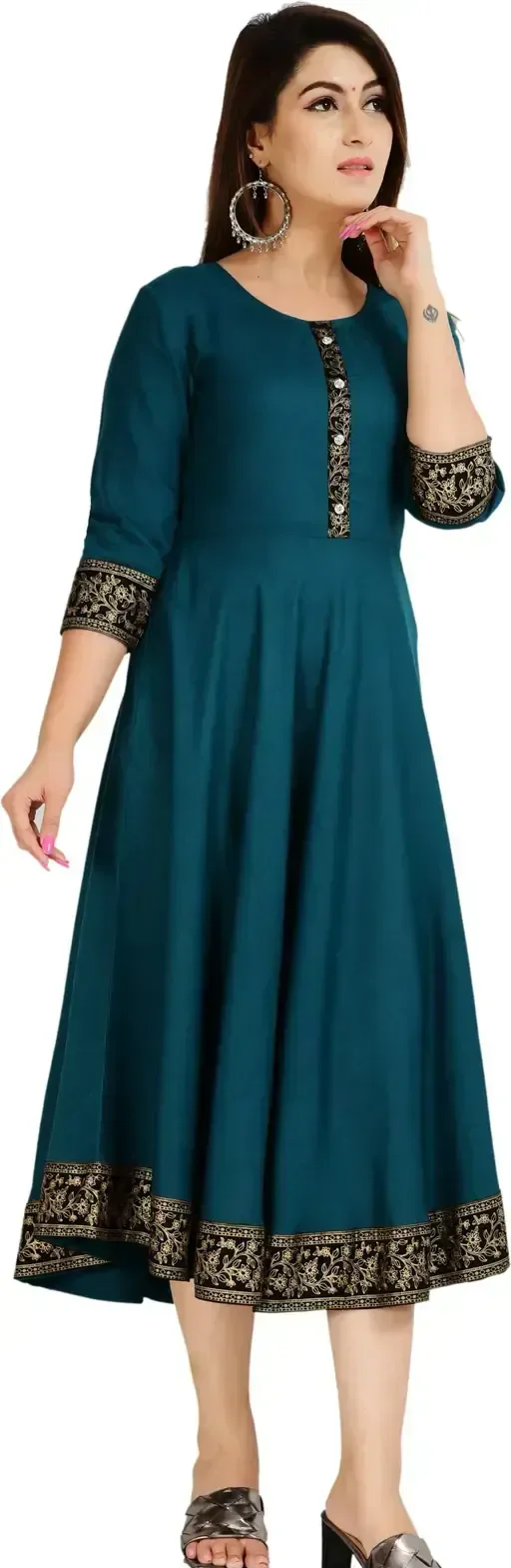 Women Printed, Solid Kurta - M