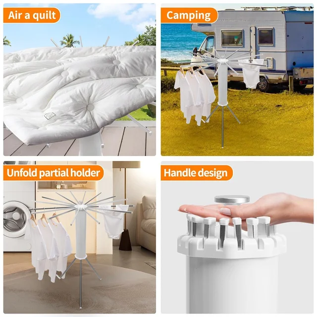 Octopus Rotating Clothes Drying Rack Foldable Space Saving Stand