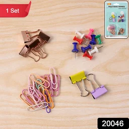 Office Clips & Pins Set – Colorful Durable Paper & Binder Clips