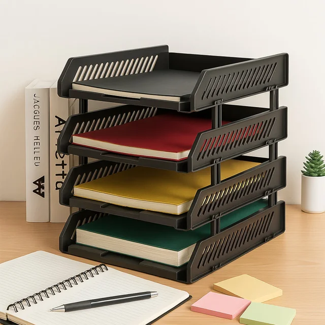 Office File Rack – 4-Layer Desktop Storage with Drawers | FiloDesk