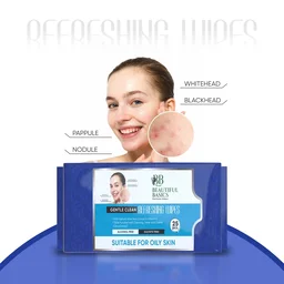 Oily Skin Face Wipes – Refreshing Cleansing | Beautiful Basics (2x50)