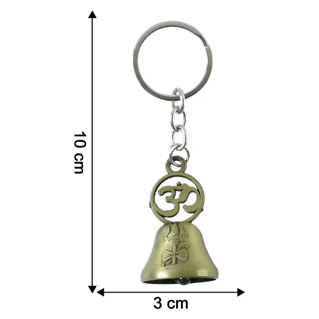 Om Symbol Keychain – Antique Brass Temple Bell Design