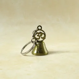 Om Symbol Keychain – Antique Brass Temple Bell Design