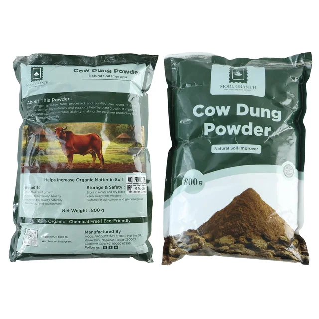 Organic Cow Dung Powder 800g, Natural Soil Improver and Manure for Plants (1 Pc)