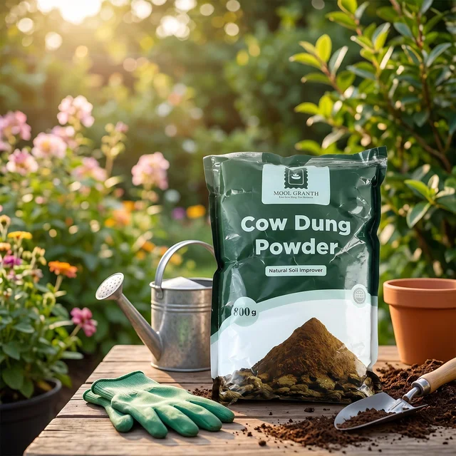 Organic Cow Dung Powder 800g, Natural Soil Improver and Manure for Plants (1 Pc)