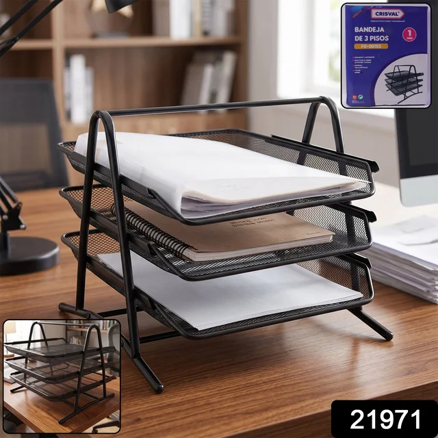 Organizer Rack – Durable 3-Tier Metal Storage for Office & Home