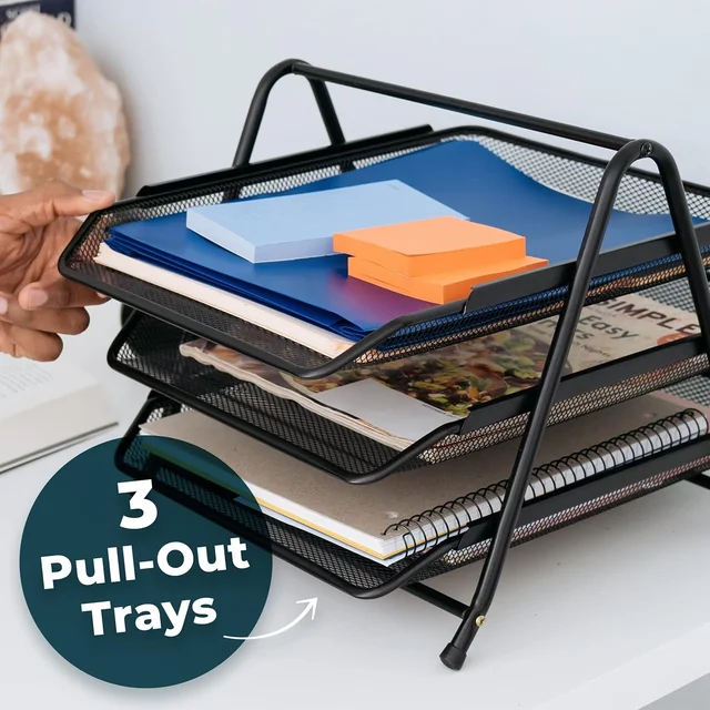 Organizer Rack – Durable 3-Tier Metal Storage for Office & Home