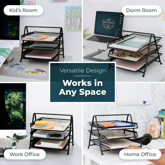 Organizer Rack – Durable 3-Tier Metal Storage for Office & Home