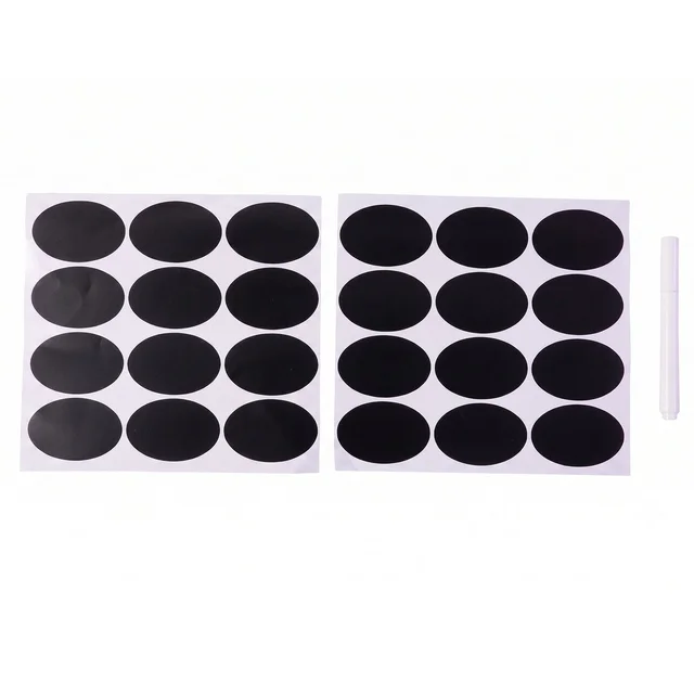 Oval Chalkboard Sticker Labels with Marker Pen, Reusable Jar Labels (1 Set)