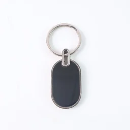 Oval Metal Keychain – Elegant Black & Silver Finish for Everyday Use