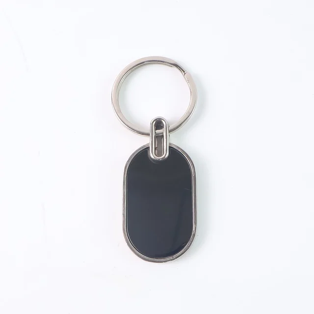 Oval Metal Keychain – Elegant Black & Silver Finish for Everyday Use