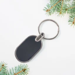 Oval Metal Keychain – Elegant Black & Silver Finish for Everyday Use