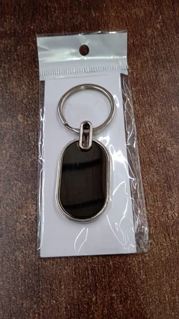 Oval Metal Keychain – Elegant Black & Silver Finish for Everyday Use