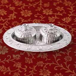 Oval Puja Thali with Kumkum Holders – Traditional & Durable Design
