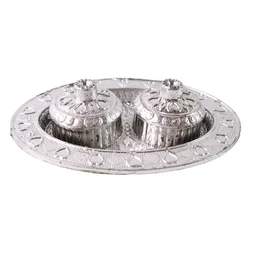 Oval Puja Thali with Kumkum Holders – Traditional & Durable Design